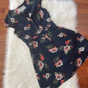 Pink Martini Floral Fit and Flare Dress Size XS Button Down Mini Cap sleeves